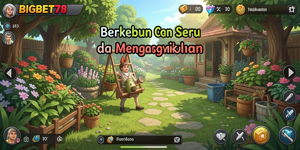 Tangkapan layar dari gameplay <strong>BIGBET78</strong> menunjukkan kebun yang penuh warna.