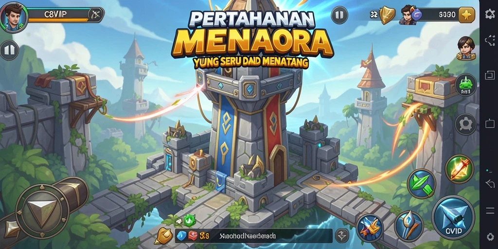 Tampilan menara pertahanan dalam C8VIP saat melawan musuh.
