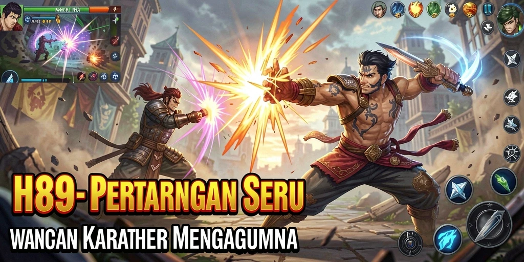 Screenshot utama H89 menampilkan aksi pertarungan menegangkan antar karakter.