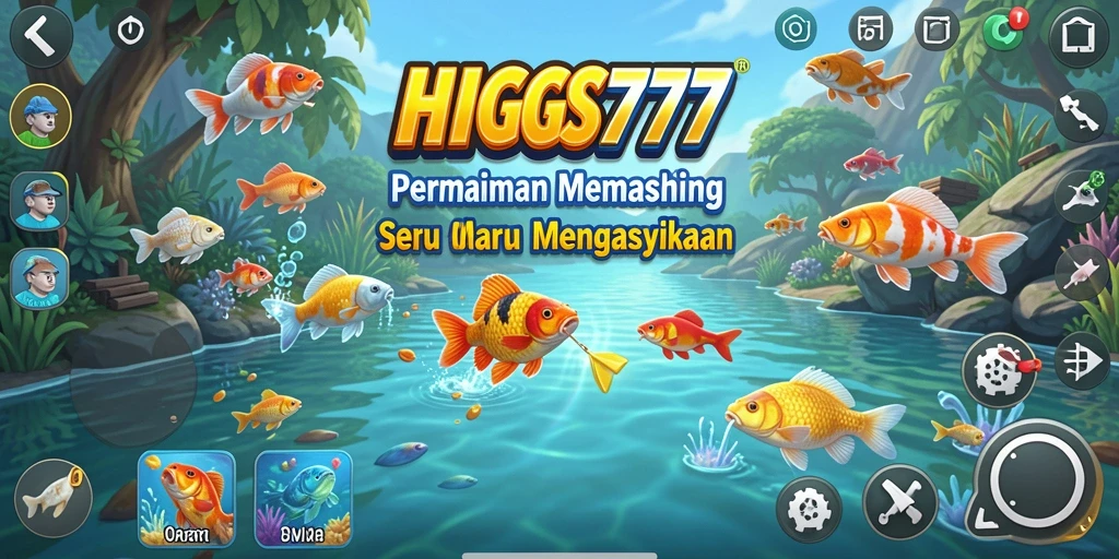 Screenshot utama HIGGS777 menampilkan gameplay memancing yang seru dan interaktif.