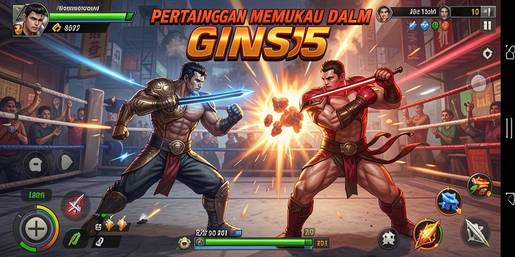 Screenshot INS55 menunjukkan aksi pertarungan yang intens dan karakter yang menakjubkan.