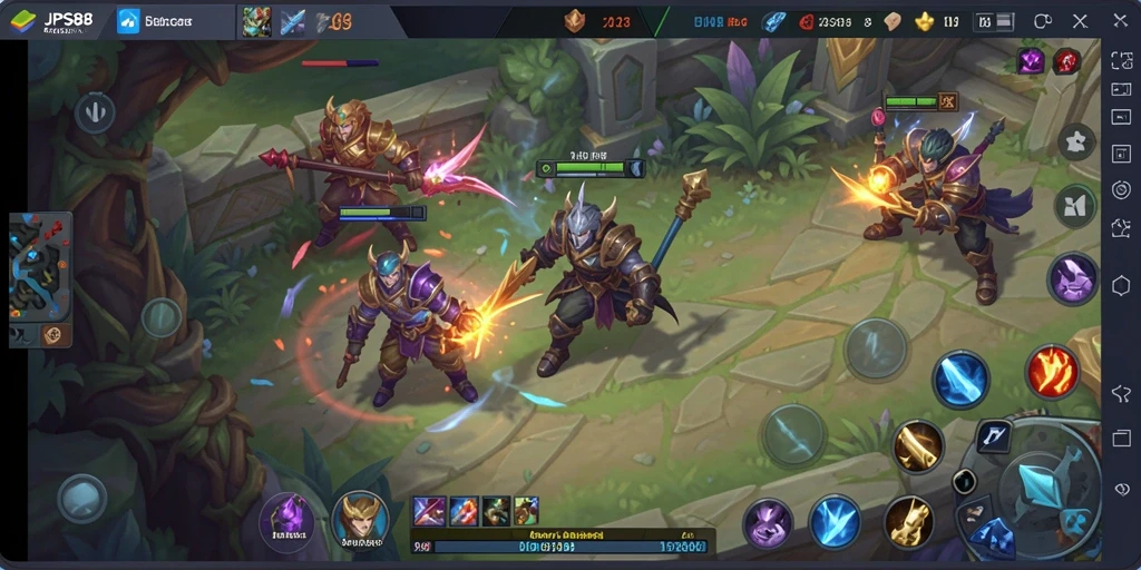 Screenshot JPS88 menampilkan intensitas pertarungan dalam game MOBA.