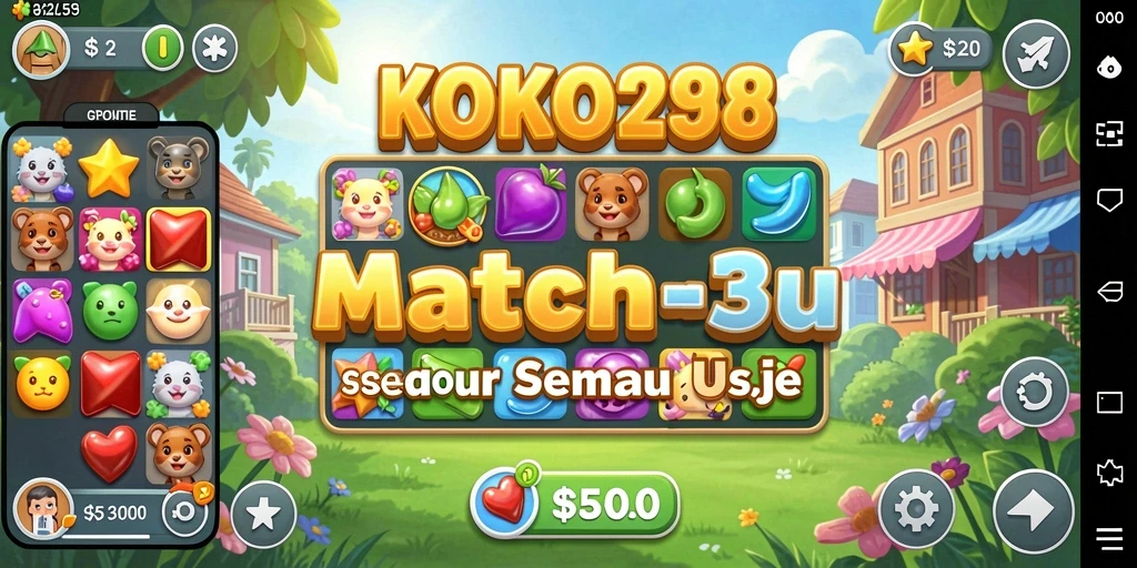 Tampilan gameplay seru dari game Match-3 KOKO288.