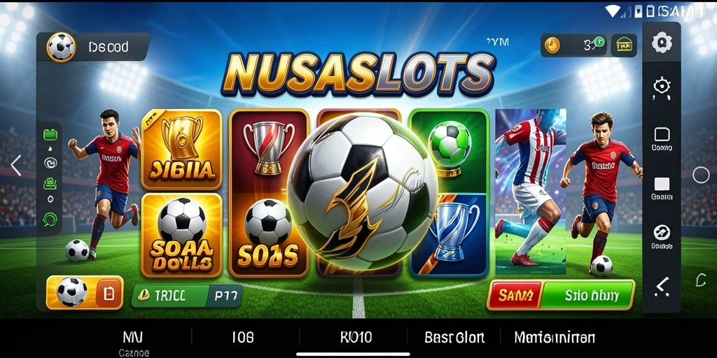 Gameplay NUSASLOTS dengan tema sepak bola yang menarik.