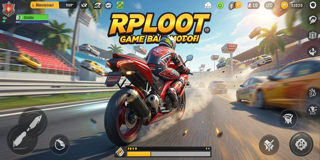 Gameplay seru balap motor di RPLOOT yang mendebarkan.
