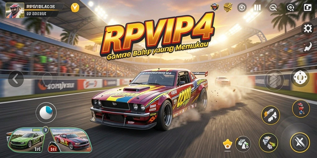 Screenshot gameplay RPVIP4 yang menunjukkan aksi balapan seru.