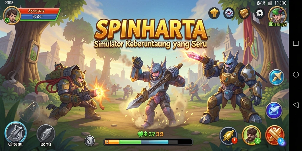 Tampilan gameplay SPINHARTA yang memukau dan interaktif.